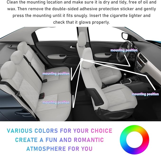 Ohleats Car LED Strip Light, 24 LED RGB Auto Interior Atmosphere Lights, USB Vehicle Under Dash Ambient Night Light Strip, Interior Decorative Lamp Lighting Kit Car Accessories (Ice Blue) - Image 6
