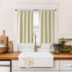 RYB HOME 100% Blackout Short Curtains for Small Window, Thermal Insulated | Total Room Darkening, Noise Reducing, Curtains for Kitchen Bathroom Basement, W42 x L45, Beige, 2 Panels by RYBHOME