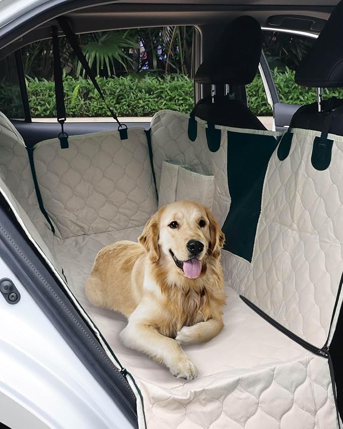 PETICON Dog Car Seat Cover for Back Seat, Waterproof Dog Hammock for Pets | Zippered Design Allows Passenger Seat Access, Mesh Window for Pet View, 600D Oxford, Prevents Scratches, Hair, Mud, and Dirt - Image 5