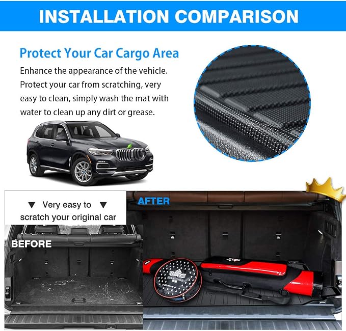 Powerty Trunk Mat for BMW X5 2019-2026 (Not for Hybrid and 7-Seats), All Weather TPE Cargo Mat Liner for X5 Rear Trunk Without Optional Luggage Kit - Image 4