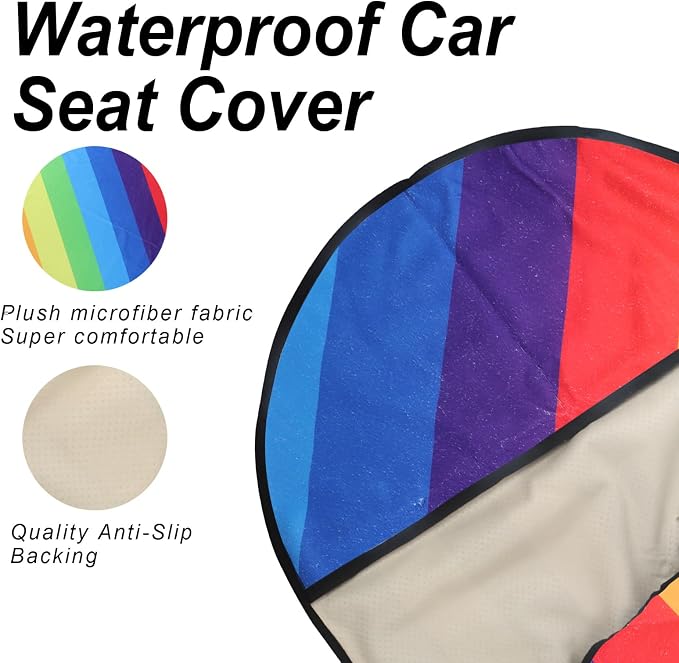 Sweat Towel Car Seat Cover Protector Front Seats for Gym Workout, Running, Swimming, Beach and Hiking, Waterproof Universal Seat Cover for Car, Trucks, Van & SUV (1, Rainbow, Front) - Image 4