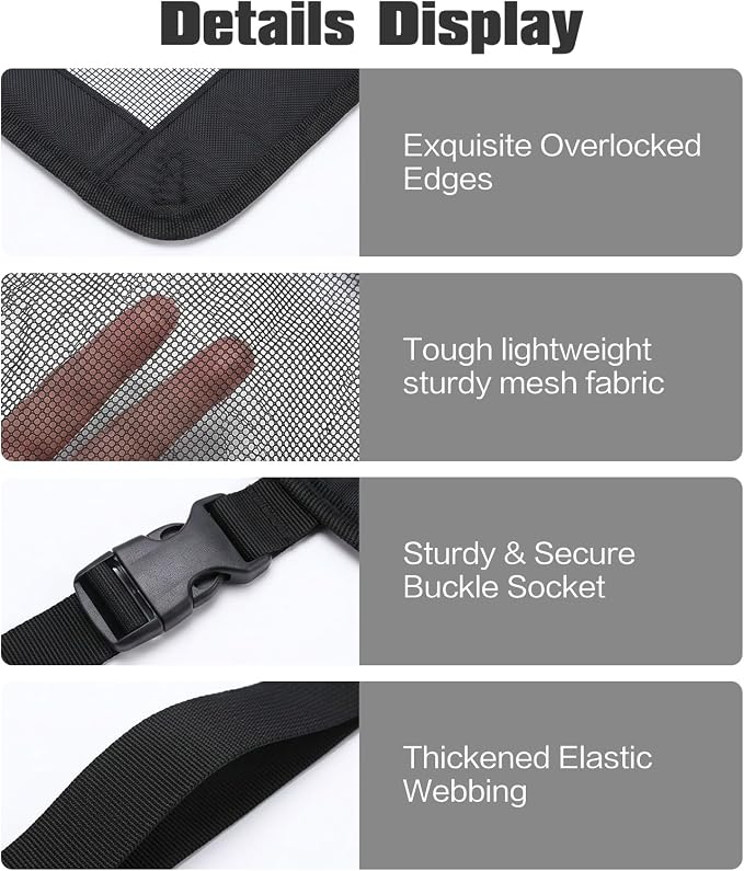 Dog Car Barrier,Backseat Pet Barrier for Cars, SUVs & Trucks, Mesh Dog Seat Divider with Adjustable Straps and Metal Hooks, Black Pet Car Barrier for Small Medium Dogs - Image 3