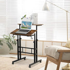 SIDUCAL Mobile Standing Desk, Portable Stand Up Desk, Small Adjustable Converter with Wheels Home Office Workstation, Rolling Laptop Cart for Sitting, Rustic Brown - Image 2