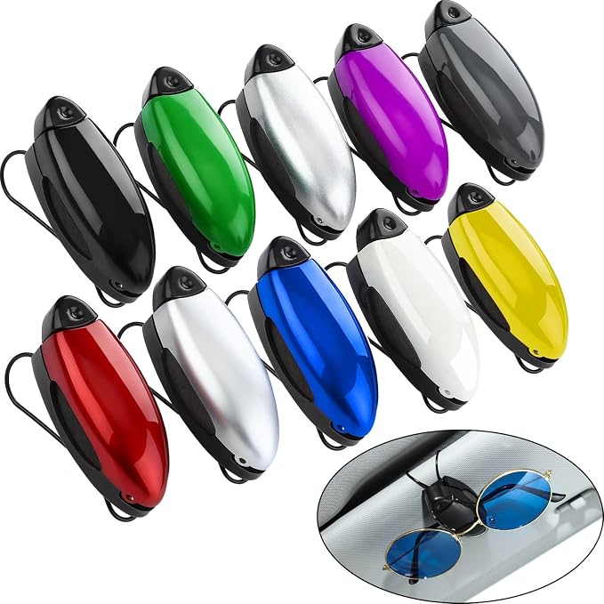 Frienda 10 Pieces Auto Car Vehicle Sun Visor Clip Holder for Sunglasses Glasses Holder Hanger Eyeglasses Mount Ticket Card Clip Car Accessories(Colorful) by Frienda