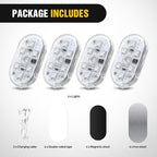 Nilight 4 PCS 7 Colors Wireless Magnetic RGB LED Interior Lights | USB Rechargeable Universal Mini Sticky Footwell Ambient Atmosphere Reading Lamp with Touch Sensor, Portable Night Lighting - Image 8