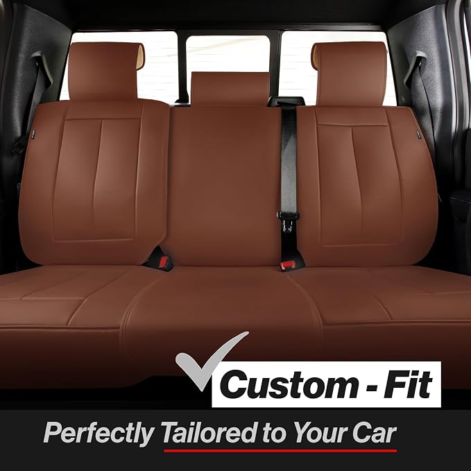 Coverland Custom SUV Car Seat Covers for 2019-2024 Subaru Forester | Premium Waterproof Faux Leather Non-Slip Memory Foam Airbag Compatible Custom Fit Interior Protector [Rear Seat-Camel Brown] - Image 2