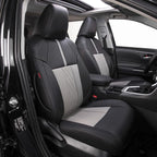 EKR Civic Seat Covers Custom Fit for Honda Civic (Sedan) EX 2022-2024 & Sport/Hybrid Sport 2025-2026(Rear Backrest Split W/Armrest) Car Seat Cover Full Set,Faux Leather(A84-Black+Light Gray) by EKR