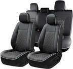Coverado Tacoma Seat Covers Full Set, Faux Leather Seat Covers Custom Fit for 2016-2023 Toyota Tacoma Double/Crew Cab Base Prerunner SR5 Limited TRD Sport Interior Covers (White Line) by COVERADOAUTO