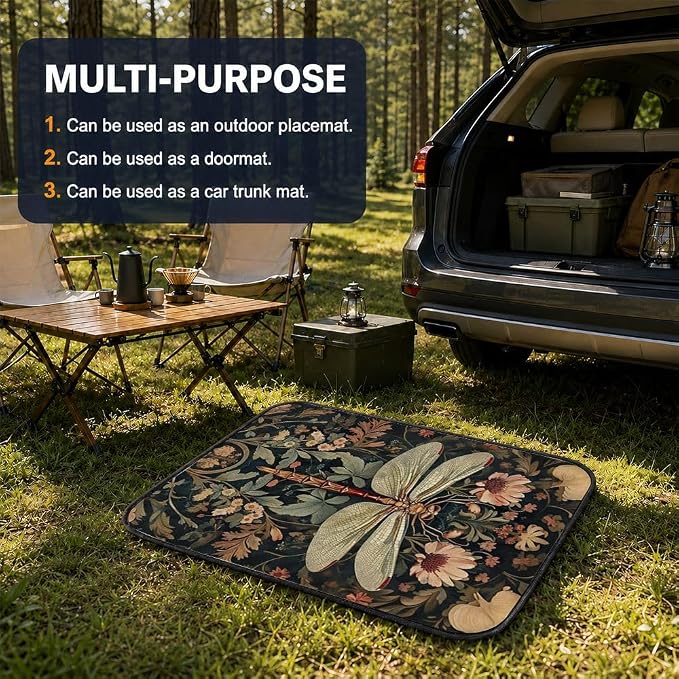 Car Trunk Mat for SUV, 31"x47" Vintage Dragonfly Cargo Liner Protector | All Weather Universal Cargo Liners for Dogs, Car Accessory for SUVs/Sedan/Wagons, Durable Non-Slip Washable Rear Cargo Mat - Image 5