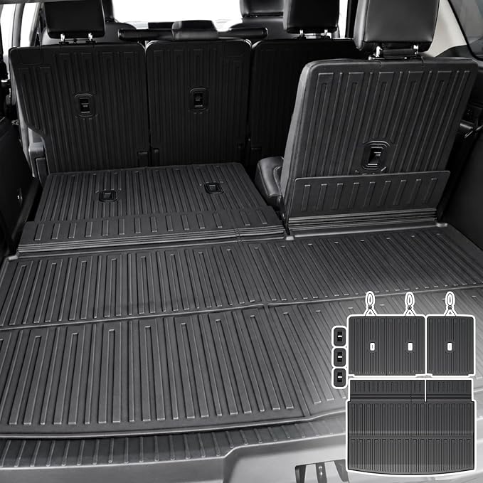 Cargo Mat for Ford Expedition Max 2018-2024 7/8 Seats Accessories | Cargo Liner & Rear Seat Back Protector, All Weather TPE, Non Slip & Odorless & Scratch Proof, Quick Clean by JOULARISE