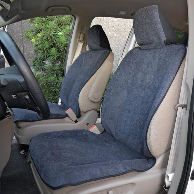 BDK UltraFit Waterpoof Car Seat Towel Cover, 2 Pack with Black Trim – Washable Sweat Seat Protector, Ideal for Gym Swimming Surfing Running Crossfit, Fits Most Auto Truck Van SUV - Image 3