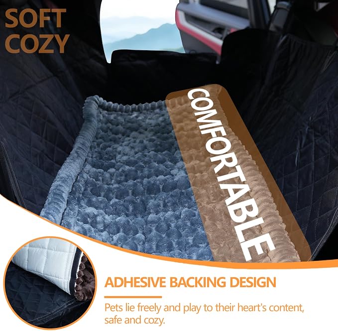 Dog Car Seat Cover 2 Piece Seat Waterproof Hammock and Grey Cover | Scratch Proof Nonslip Back Seat Pet Bed Mat for Travel Durable Soft Back Seat Covers for Cars Trucks and SUVs - Image 5