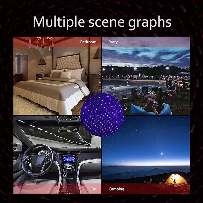 USB Star Projector Night Light, Interior Car Roof LED Light, Violet Blue | Plug-in USB, Portable Adjustable Romantic Star Lamp Projector Decorations for Car, Ceiling, Bedroom - Image 6
