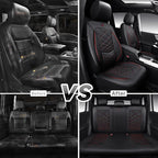 CAR PASS Luxury Nappa Leather Seat Covers Full Set, Water Resistant Faux Leather Seat Cover with Lumbar Support, Breathable Automotive Seat Covers Universal Fit for Sedan SUV Van Truck, Black Red - Image 7
