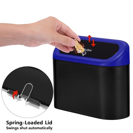 Ginsco Mini Car Trash Can with Lid, Small Car Garbage Can, Cute Leakproof ABS Car Trash Bin, Car Accessories for Interior, Garbage Bin for Car, Home, Office with 60pcs Trash Bags - Image 7