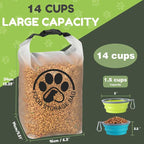 Pet Food Storage Bag for Travel - Transparent Leak-Proof Dog Food Container with Roll-Top Closure, Keeps Kibble Fresh for Camping Trip, Dog Boarding, Weekend Getaways (14 Cups+bowl) - Image 4