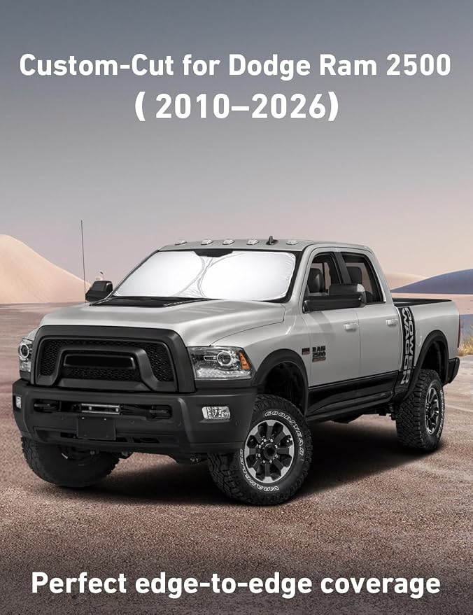 EcoNour Windshield Sunshade Compatible for Dodge Ram 2500 3500 2010-2026 | Sun Visor for Front Windshield & Window Sun Shade Cover, UV Heat Blocker & Protector, Car Accessories - Image 2