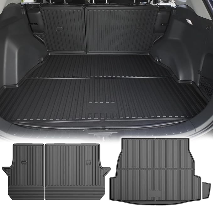 Cargo Liner Fit for Toyota RAV4 2019-2025 (Gas & Hybrid), TPE All Weather Trunk Mat with Seat Back Mats Custom Fit Cargo Mat Rear Seat Back Protectors Waterproof Cargo Area Protection by AOMSAZTO