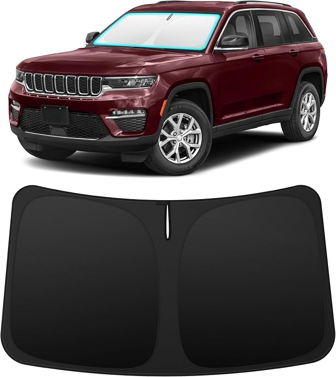 INSAUTO Custom Fit Windshield Sun Shade for Jeep Grand Cherokee 2011-2026 | Foldable Front Window Sunshade Car Accessories, UV & Heat Reflector, Keeps Interior Cool, Includes Storage Bag by INSAUTO
