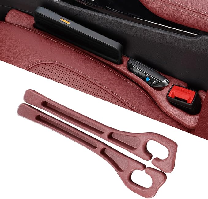 Car Seat Gap Filler Organizer of 2, 2 in 1 Car Gap Filler(Red) | Universal Gap Filler with Storage Pockets, No Drop Seat Guard for Phones Keys Cards,Car Accessories for Most Cars Trucks SUVs by FortiyParts