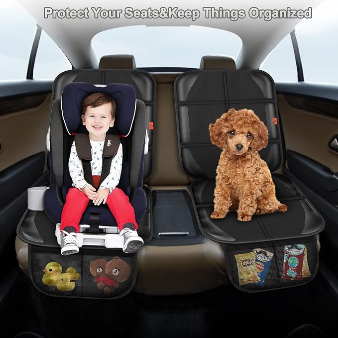 XHYANG Car Seat Protector,Auto Car Seat Protectors Baby Carseat Waterproof Durable 600D Fabric for Child Baby Car Seat Mat Vehicle Pet Cover 2 Storage Pockets (1 Pack) - Image 5