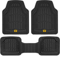 Cat® ToughRide™ Heavy-Duty 3 Piece Rubber All Season Floor Mats for Car Truck Van SUV, Black - Premium Trim to Fit Cars Floor Mat, All Weather Deep Dish Automotive Floor Mats, Total Dirt Protection by Unknown