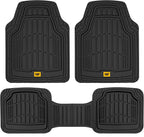 Cat® ToughRide™ Heavy-Duty 3 Piece Rubber All Season Floor Mats for Car Truck Van SUV, Black - Premium Trim to Fit Cars Floor Mat, All Weather Deep Dish Automotive Floor Mats, Total Dirt Protection by Unknown