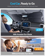Windshield Sun Shade for Dodge Durango 2000–2026, Foldable Umbrella Sunshade with 100% UV Block, Multi-Layer Heat Insulation, Reinforced 10-Rib Frame, Keeps Car Cooler, Summer Car Accessory - Image 2