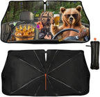 Bear Camping Car Windshield Sun Shade Umbrella Bendable Handle Foldable Funny Sunshade for Car Windshield Block UV Rays Keep Vehicle Cool for Most Sedans SUV Trucks Cars 57"x30" - Image 3
