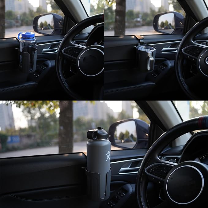 Large Car Door Cup Holder, Side Window Seat Armrest Drink Holder | Shockproof, Scratchproof, Doesn't Scratch Tint, Holds Large 8-40 oz. Bottles, Mugs and Other Big Drinks in 3.15"-3.93" - Image 3