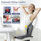 Memory Foam Seat Cushion for Sciatica & Back Pain Relief - Ergonomic Chair Pad with Adjustable Strap & Supportive Comfort Cover, Non-Slip for Car, Truck, Office Chair - Dark Gray - Image 2