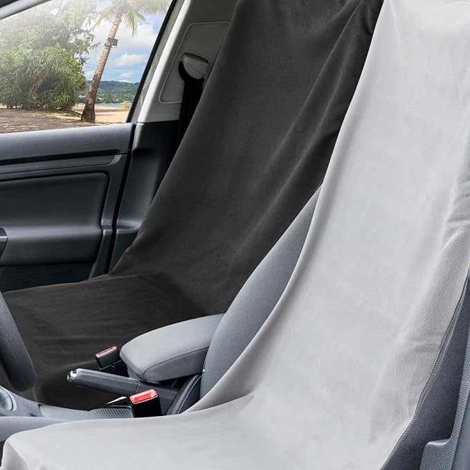 Hahafelt 2 Pack Car Seat Towel Cover with Storage Bag, Black,Gray | 63 x 32 in Car Towel Seat Cover Non Slip Waterproof, Gym Workout Swimming Running, Machine Washable Sweat Absorbent Protector - Image 5