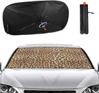 Leopard Print Car Windshield Sun Shade Umbrella, Foldable Car Front Windshield Sunshade with Bendable Handle, Windshield Sun Visor for Most Vehicles - Image 2