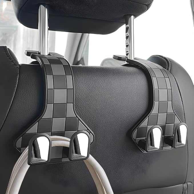 HZEL Car Seat Headrest Hooks, 2PCS Vehicle Seat Back Headrest Hanger Organizer for Handbag Purse Coat, Multifunctional Auto Interior Storage Hook, Universal for SUV RV Truck (Gray) - Image 3