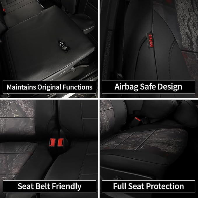 EKR F150 Seat Covers Custom Fit for (4 Door,SuperCrew) Ford F-150 Lariat 2021 2022 2023 2024 2025 2026 & F-150 (Lightning) Lariat 2022-2025 -Faux Leather(Black/Woodland Camo) - Image 7