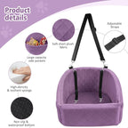 NEEZUKAR Dog Car Seat for Small Medium Dogs,Detachable Washable Dog Booster Seat Under 30lbs, Pet Car Seats Travel Bed with Storage Pockets and Safety Belt (Purple) - Image 4
