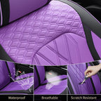 FLORICH Seat Covers for Cars Purple Leather Car Seat Covers Front Pair Breathable Automotive Car Seat Cover Non-Slip Easy Installation Comfortable Universal Fit for Most Car Truck SUV, Black&Purple - Image 4