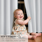 RYB HOME Short White 100% Blackout Curtains for Small Window | Thermal Insulated, Heat & UV Blocking, Total Room Darkening, Privacy, Drapes for Dining Room Theater, W62 x L63, 2 Panels - Image 7