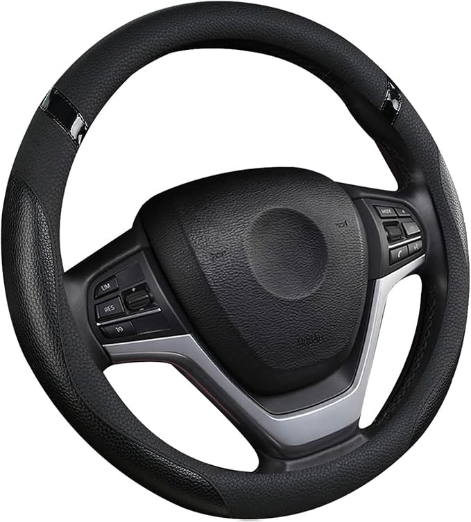 Cxtiy Car Steering Wheel Cover for Men Women Universal Leather Steering Covers for Car SUV (Full-Black) by Cxtiy