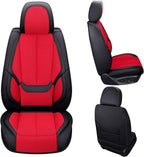 Coverado Front Seat Covers, Universal Seat Covers for Cars, Breathable Leather Car Seat Protector, Front Car Seat Covers, Seat Covers Waterproof, Driver Seat Cover Fit for Most Cars, BlackRed - Image 5