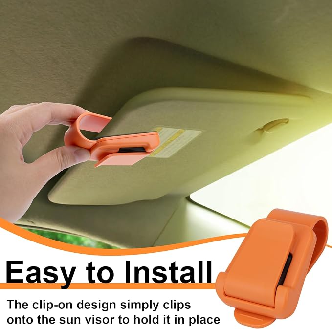 BFXM 2Pcs Sunglass Holder for Car Visor | Sunglasses Visor Clip for Car, Trucks, SUVs (Orange) - Image 5