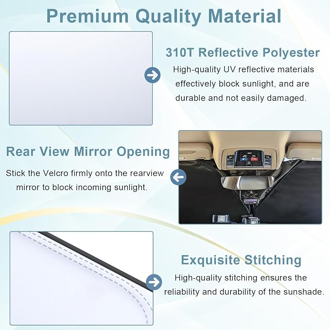 Premium Windshield Sun Shade for 2019-2025 2026 Dodge RAM 1500, Reflective 310T Material Front Window Sun Visor Blocks UV Rays Foldable Sunshade - Image 6