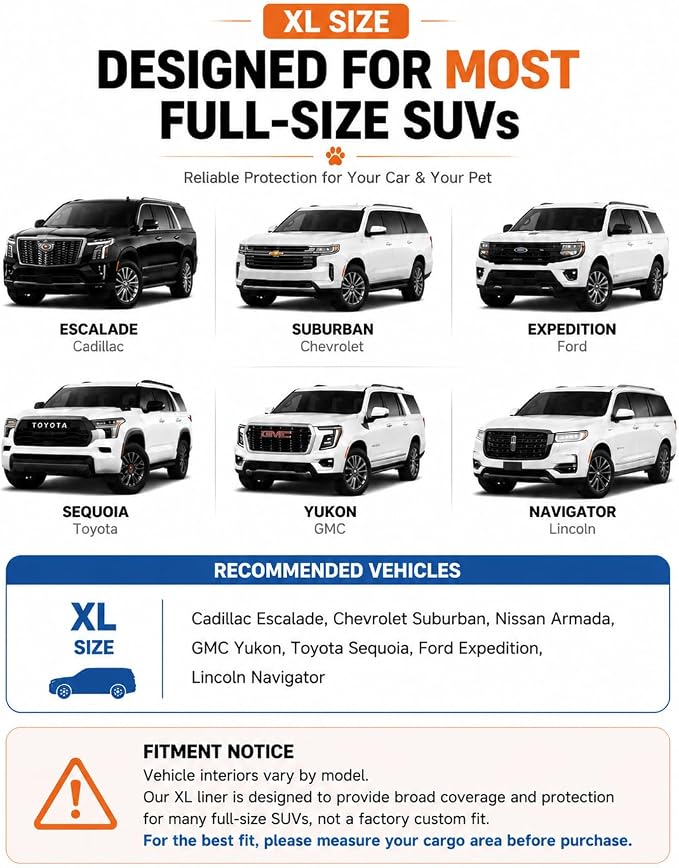 SUV Cargo Liner for Dogs,Waterproof Dog Trunk Cover for Full-Size SUVs | Waterproof PU Leather | Fits Full-Size SUVs | 19.5" Side Flaps | 19.5" Bumper Flap - Image 7