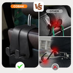 CoBak Extra Wide Car Seat Back Hooks, Premium Stitched Leather Headrest Hangers with Wide Slot Structure, Universal for Any-Width Purses, Handbags, Bags (4 Pack), Carbon Fiber Black - Image 6