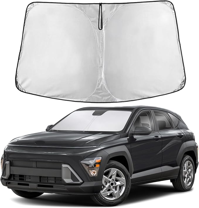 EcoNour Windshield Sunshade Compatible for Hyundai Kona 2024 2025 2026 | Sun Visor for Front Windshield & Window Sun Shade Cover, UV Heat Blocker & Protector, Car Accessories by EcoNour