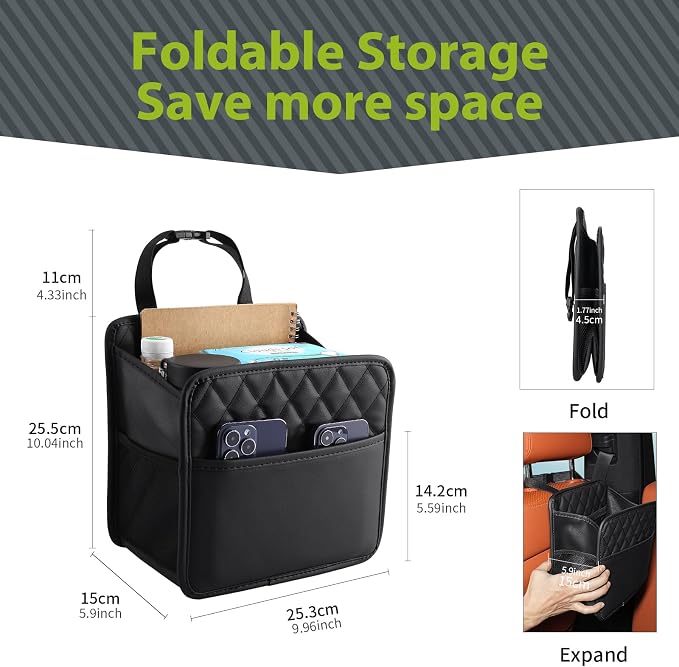 FrgKbTm 2Pack Car Seat Back Organizer, Waterproof Car Backseat Organizer with Cup Holders Large Capacity Hanging Car Storage Bag for Phones Documents Cups Bottle Travel Compatible with Most Vehicles - Image 5
