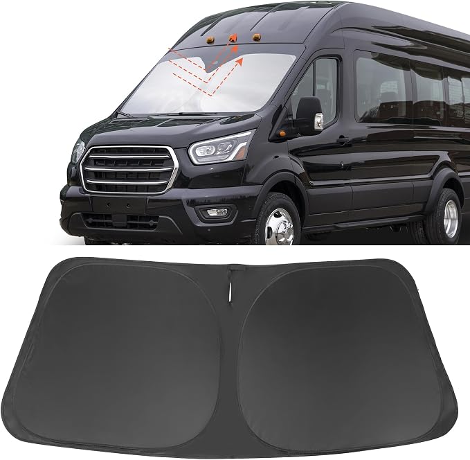 Windshield Sun Shade for 2022-2026 Ford E-Transit Accessories | Full covered for windshield, Foldable & Durable, Block UV Rays, Reduce Heat, Easy to install, Keep Car Cooler by LHFLIVE