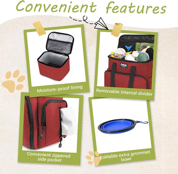 Dog Travel Bag Airline Approved–Pet Travel Tote with Collapsible Bowls,Food Containers & Feeding Mat–Multi-Pocket Organizer for Dogs & Cats, Durable & Water-Resistant for Hiking,Trips,Outdoors - Image 5