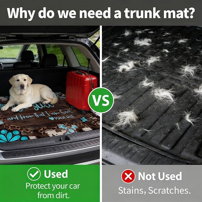 Car Trunk Mat for SUV, 29"x39" Be Still Faith Floral Cargo Liner Protector | All Weather Universal Cargo Liners for Dogs, Car Accessory for SUVs/Sedan/Wagons, Durable Non-Slip Washable Rear Cargo Mat - Image 4