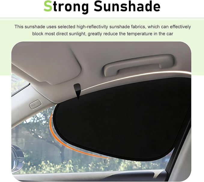 2PCS Car Window Shades, Heat Insulating Sun Blocking Side Window Cover, No Lighting Privacy Curtains, Universal Car Interior Accessories for Baby Camping Napping (Black) - Image 3